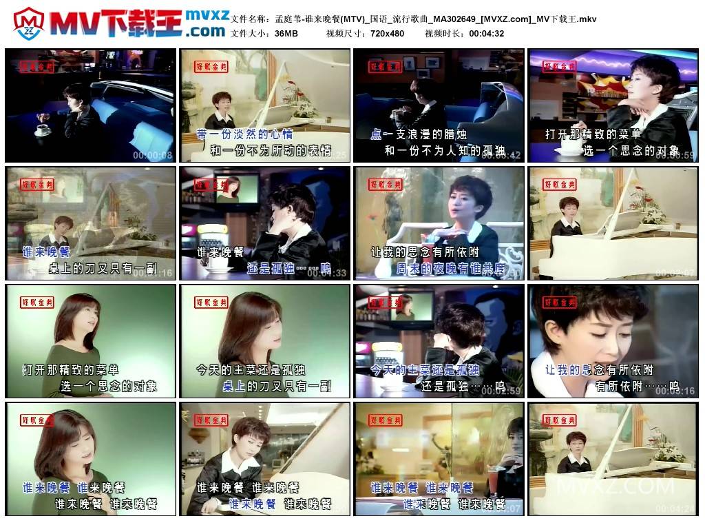 孟庭苇-谁来晚餐(MTV)_国语_流行歌曲_MA302649
